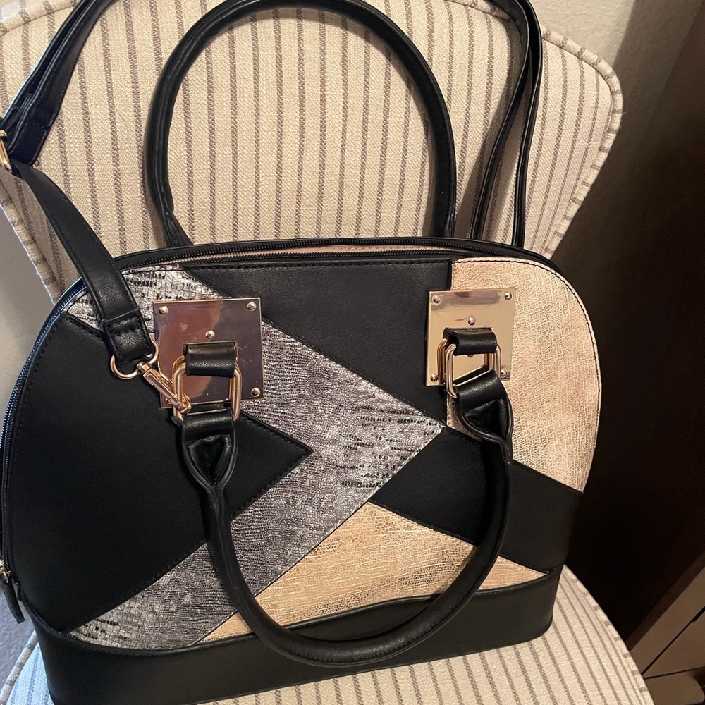 Tri color domed satchel